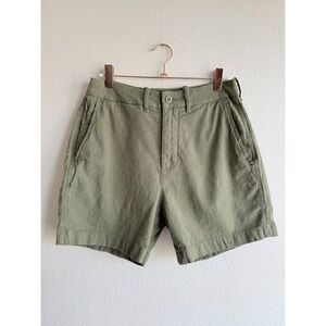 Abercrombie & Fitch Stretch Cotton Linen Blend Shorts in Green Stripe size 28